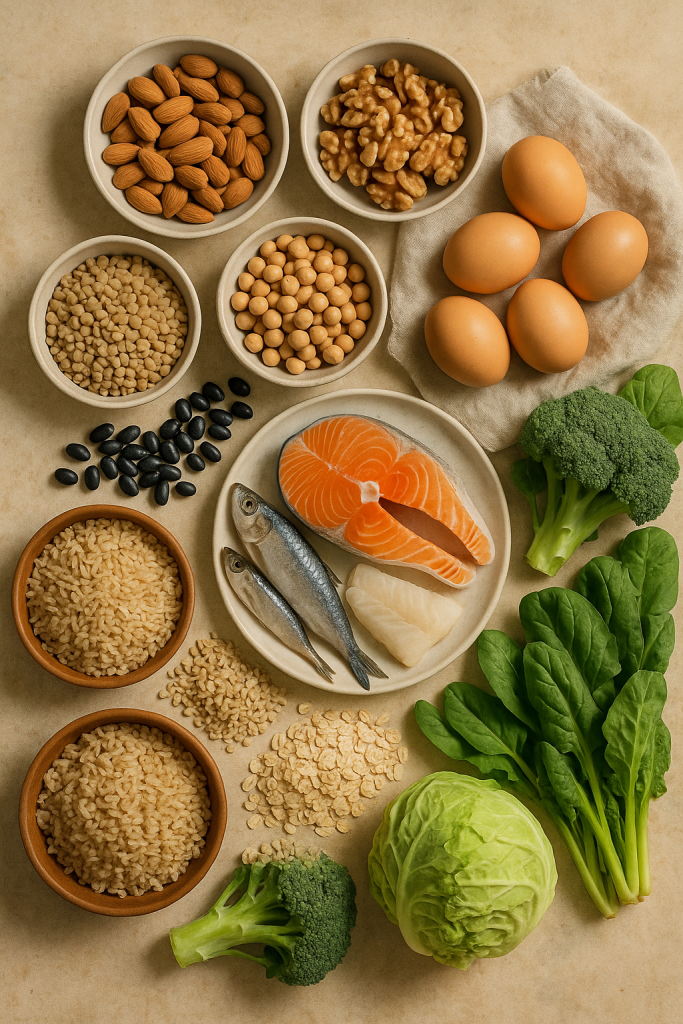 Aliments riches en protéines, fibres et matières grasses de qualité pour soutenir l'énergie.